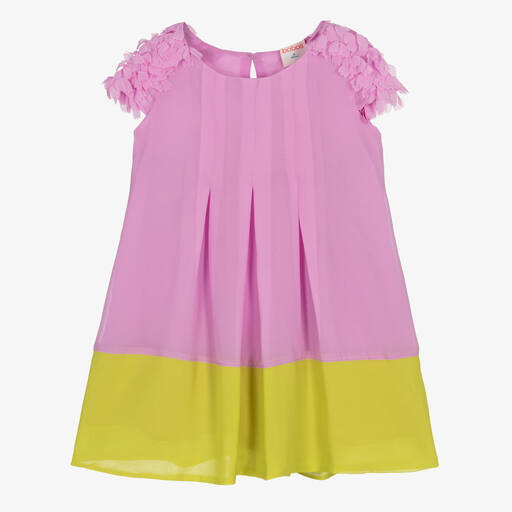 Boboli-Girls Lilac Pink & Green Chiffon Dress | Childrensalon Outlet