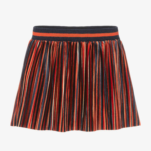 Boboli-Girls Navy Blue & Orange Velour Skirt | Childrensalon Outlet
