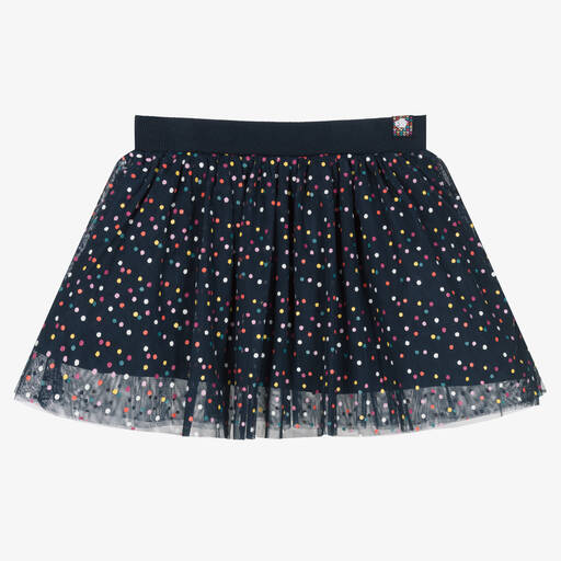 Boboli-Girls Navy Blue Polka Dot Tulle Skirt | Childrensalon Outlet