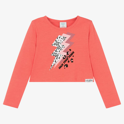 Boboli-Girls Orange Cotton Lightning Bolt Top | Childrensalon Outlet