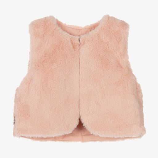 Boboli-Girls Pink Faux Fur Gilet | Childrensalon Outlet
