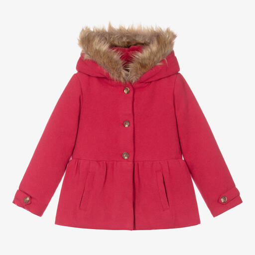 Boboli-Girls Red Hooded Coat | Childrensalon Outlet