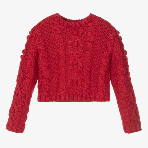 Boboli-Girls Red Knitted Sweater | Childrensalon Outlet