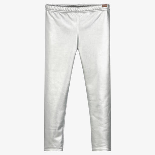 Boboli-Girls Silver Faux Leather Leggings | Childrensalon Outlet