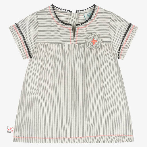 Boboli-Girls White & Black Stripe Tunic Dress | Childrensalon Outlet