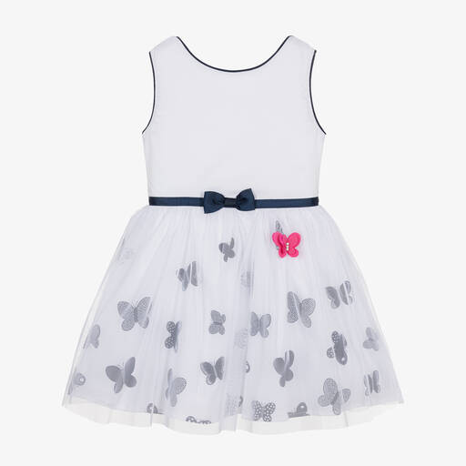 Boboli-Girls White Cotton Butterfly Dress | Childrensalon Outlet