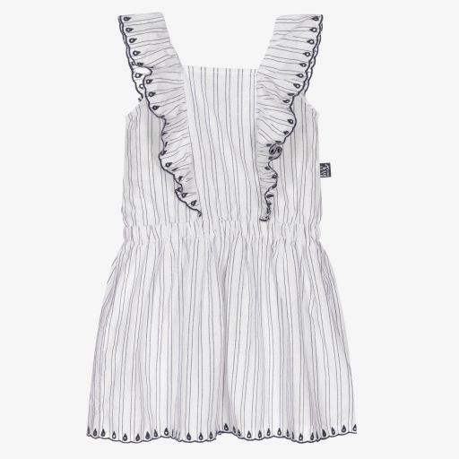 Boboli-Girls White Cotton Dress | Childrensalon Outlet