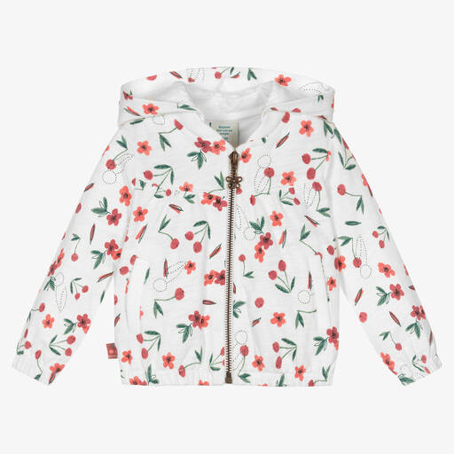 Boboli-Sweat à capuche blanc zippé cerises | Childrensalon Outlet