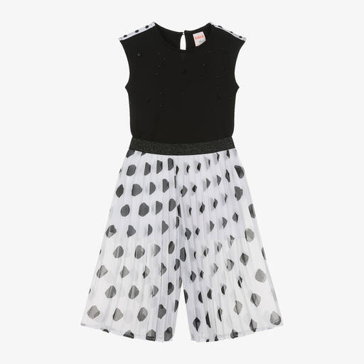 Boboli-Girls White Polka Dot Trouser Set | Childrensalon Outlet