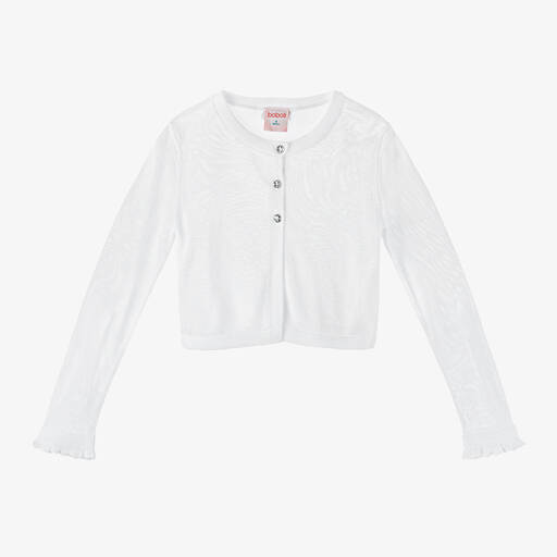 Boboli-Girls White Viscose Cardigan | Childrensalon Outlet