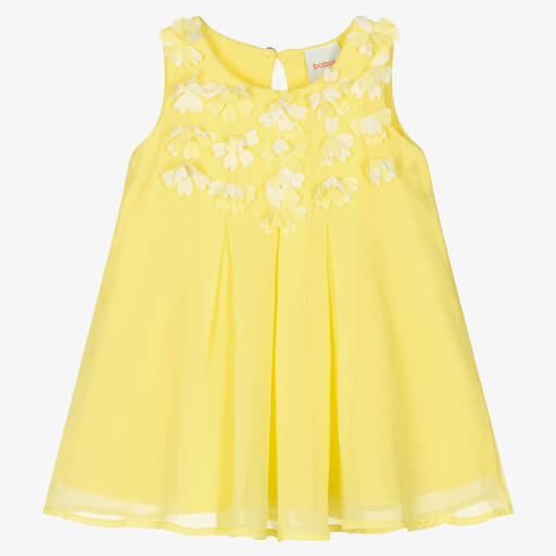 Boboli-Girls Yellow Chiffon Flower Dress | Childrensalon Outlet