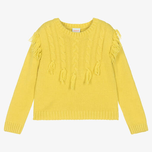 Boboli-Pull jaune en maille à pampilles | Childrensalon Outlet