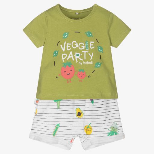 Boboli-Ens. short vert en coton Bébé | Childrensalon Outlet