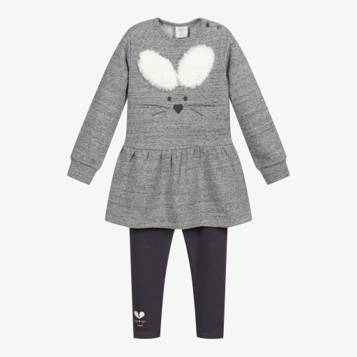 Boboli-Grey Cotton Jersey Dress Set | Childrensalon Outlet