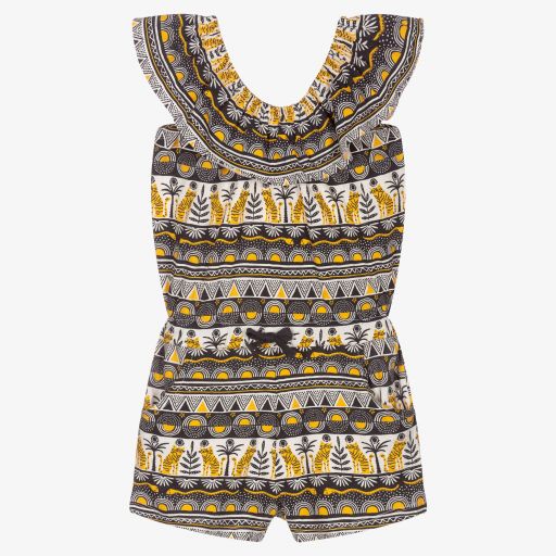 Boboli-Grey & Yellow Cotton Playsuit | Childrensalon Outlet