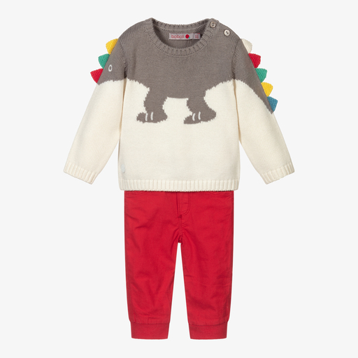 Boboli-Кремовый топ с красными брюками для малышей | Childrensalon Outlet