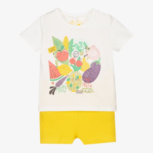 Boboli-Baby-Shorts-Set in Elfenbein und Gelb | Childrensalon Outlet