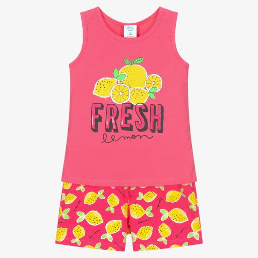 Boboli-Розовая пижама с желтыми лимонами | Childrensalon Outlet