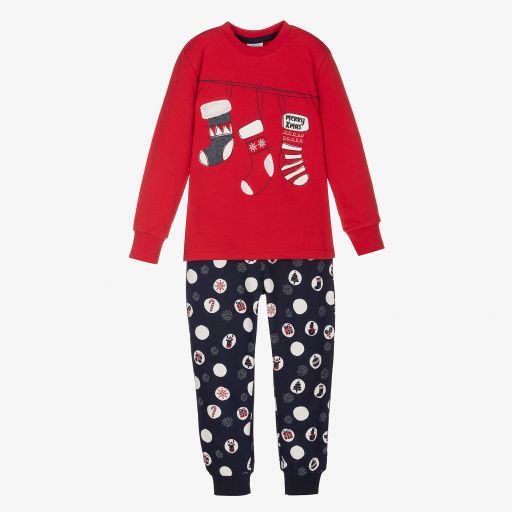 Boboli-Weihnachts-Schlafanzug in Rot und Blau | Childrensalon Outlet