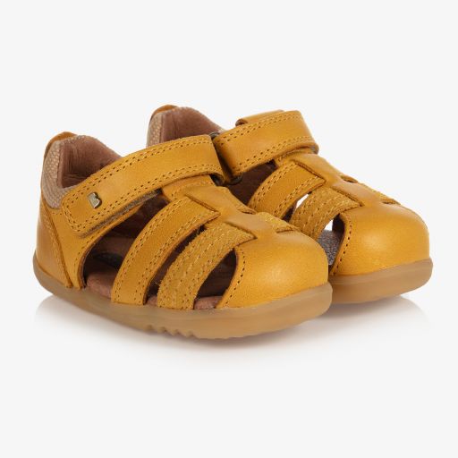 Bobux Step Up-Baby Yellow Leather Sandals | Childrensalon Outlet
