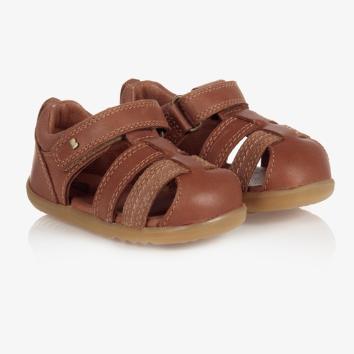 Bobux Step Up-Brown Leather Baby Sandals | Childrensalon Outlet