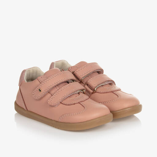Bobux IWalk-Girls Pink Leather Velcro Trainers | Childrensalon Outlet