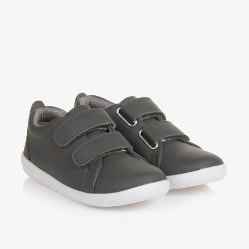 Bobux Kid +-Grey Leather Trainers | Childrensalon Outlet