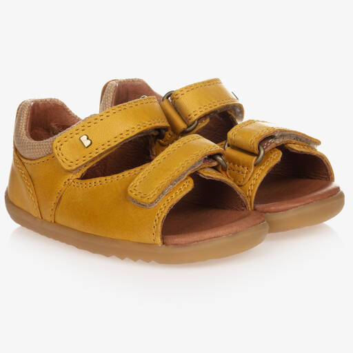 Bobux Step Up-Mustard Yellow Leather Baby Sandals | Childrensalon Outlet