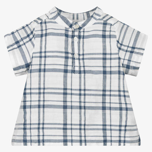 Bonpoint-Baby Boys Blue & White Checked Shirt | Childrensalon Outlet