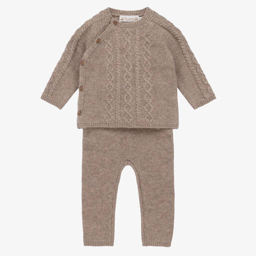 Bonpoint-طقم بنطلون مزيج صوف محبوك لون بني للمواليد | Childrensalon Outlet