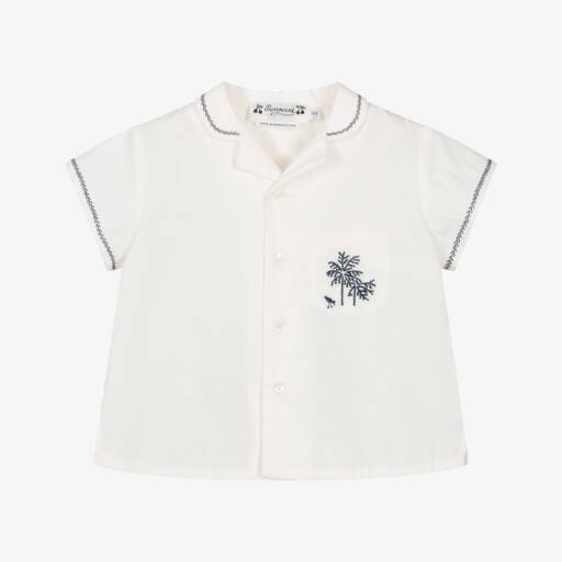 Bonpoint-Baby Boys Embroidered White Cotton Shirt | Childrensalon Outlet