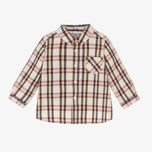 Bonpoint-Baby Boys Ivory Cotton Check Shirt | Childrensalon Outlet