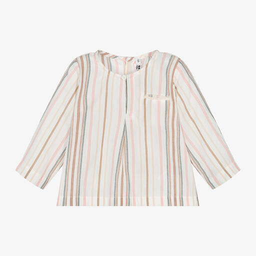 Bonpoint-Baby Boys Ivory Striped Cotton Shirt | Childrensalon Outlet