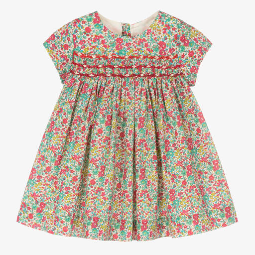 Bonpoint-Baby Girls Green Smocked Liberty Dress | Childrensalon Outlet