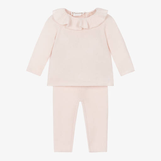 Bonpoint-Baby Girls Pink Cashmere Trouser Set | Childrensalon Outlet