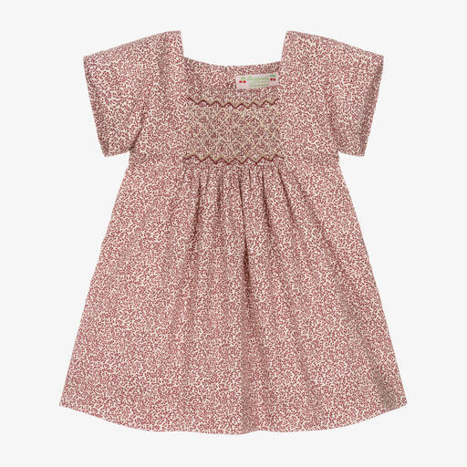 Bonpoint-Baby Girls Red Floral Smocked Dress | Childrensalon Outlet