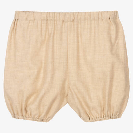 Bonpoint-Beige Cotton Bloomer Shorts | Childrensalon Outlet
