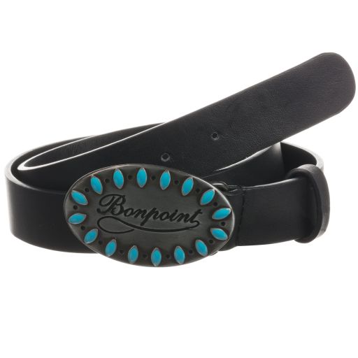 Bonpoint-Black Logo Leather Belt | Childrensalon Outlet