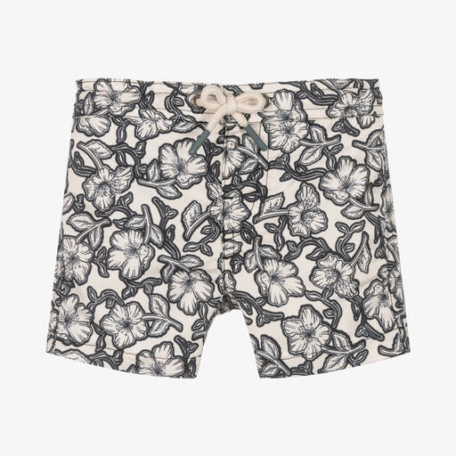 Bonpoint-Short de bain noir ivoire à fleurs | Childrensalon Outlet