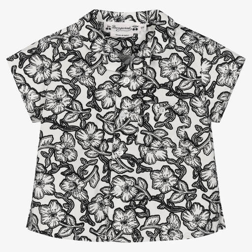 Bonpoint-Boys Black & White Floral Shirt | Childrensalon Outlet