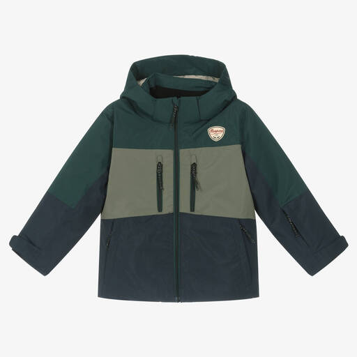 Bonpoint-Boys Blue & Green Down Padded Ski Jacket | Childrensalon Outlet