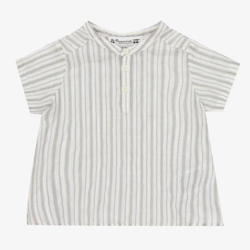Bonpoint-Boys Blue Striped Cotton Shirt | Childrensalon Outlet