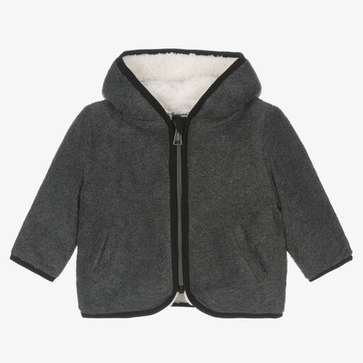 Bonpoint-Boys Charcoal Grey Fleece Zip-Up Top | Childrensalon Outlet