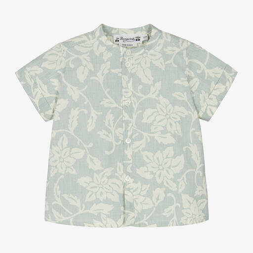 Bonpoint-Boys Green Floral Cotton Shirt | Childrensalon Outlet