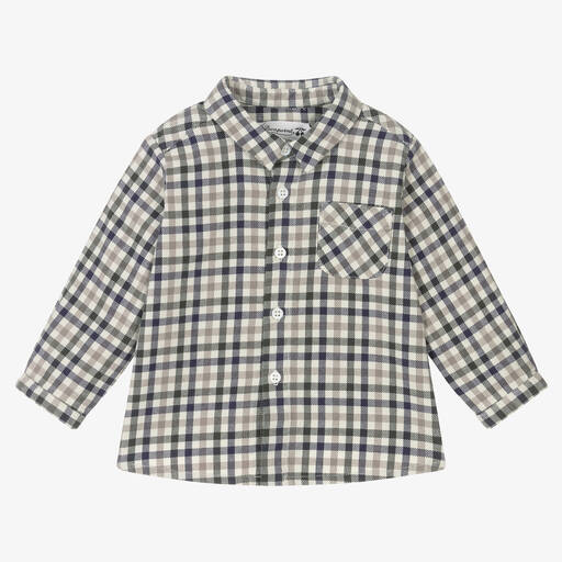 Bonpoint-Boys Grey Check Cotton Shirt | Childrensalon Outlet