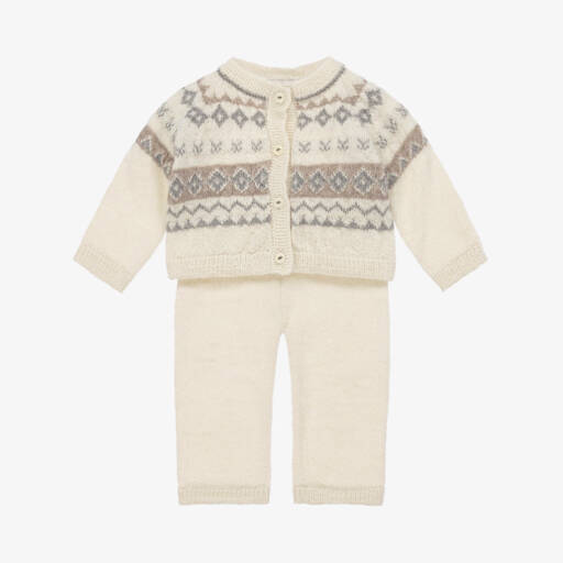 Bonpoint-طقم بنطلون صوف لون عاجي للمواليد | Childrensalon Outlet