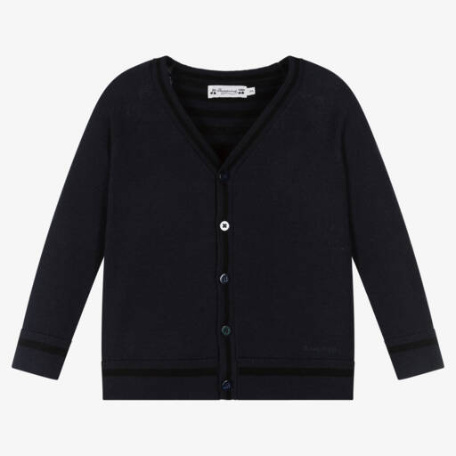 Bonpoint-Boys Navy Blue Wool Cardigan | Childrensalon Outlet