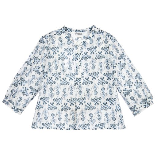 Bonpoint-Бело-синяя рубашка из хлопка для мальчиков | Childrensalon Outlet