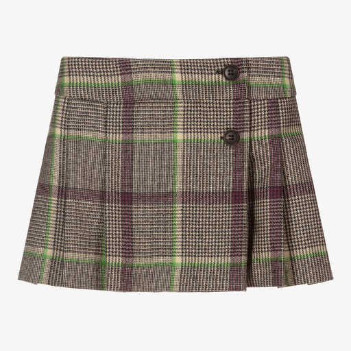 Bonpoint-Girls Beige Check Wool Skirt | Childrensalon Outlet