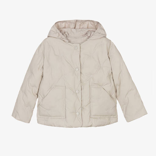 Bonpoint-Girls Beige Cotton Padded Jacket | Childrensalon Outlet